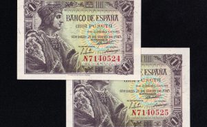 Pareja correlativa 1 Peseta 1943, serie N (última serie), S/C