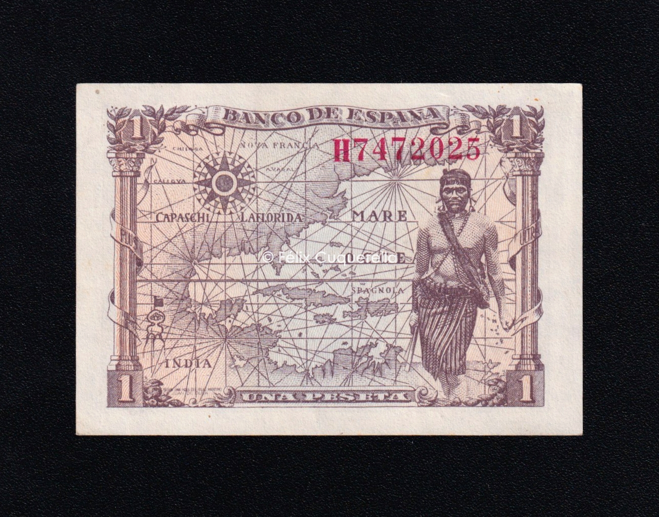 1 Peseta 1945, serie H, S/C- 1 Peseta 1945, serie H, S/C-