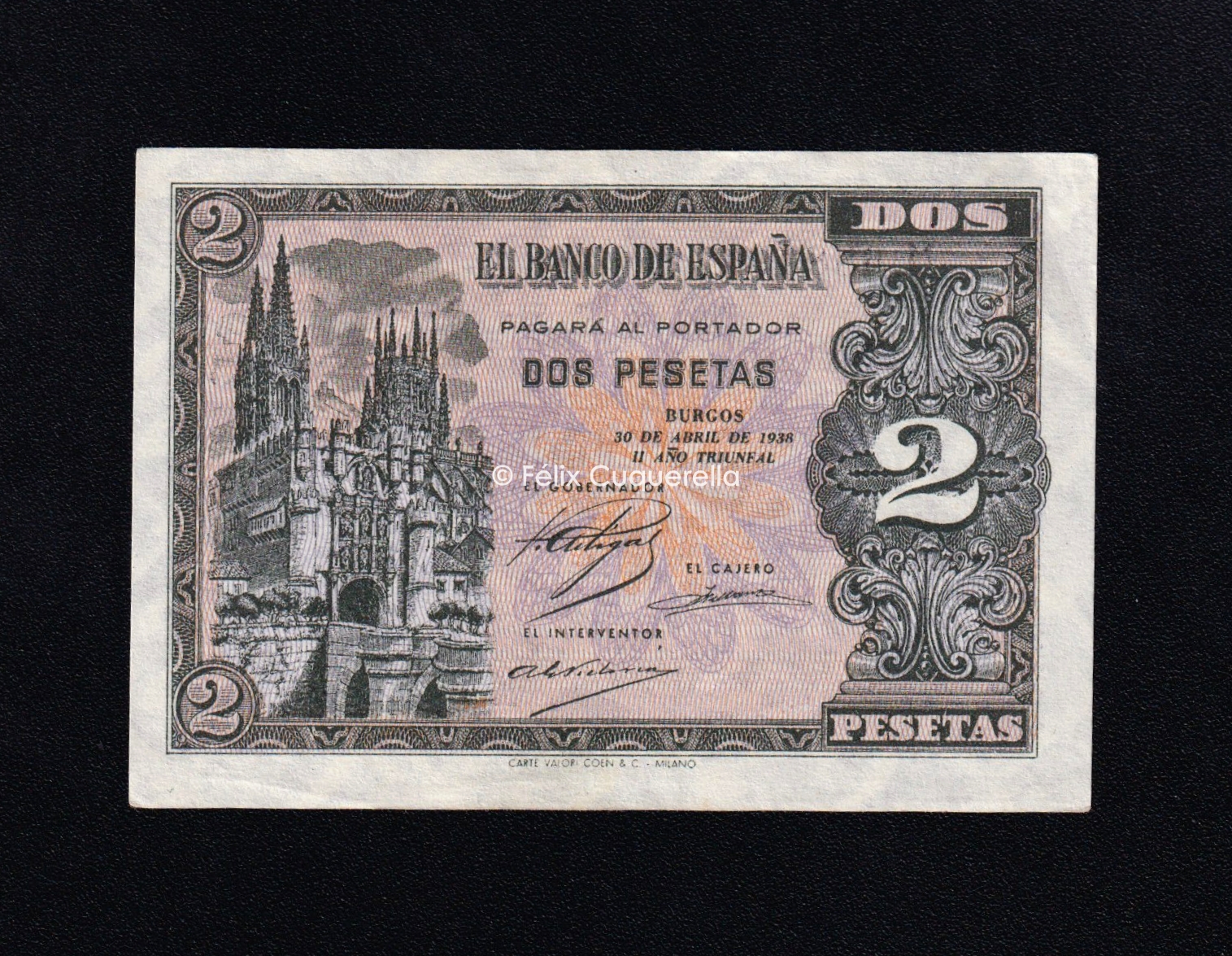 2 Pesetas abril 1938, serie M, S/C- 2 Pesetas abril 1938, serie M, S/C-
