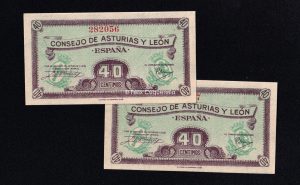 Asturias y León, pareja correlativa 40 céntimos, S/C-
