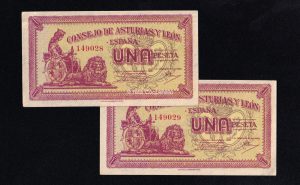 Asturias y León, pareja correlativa 1 peseta, S/C-