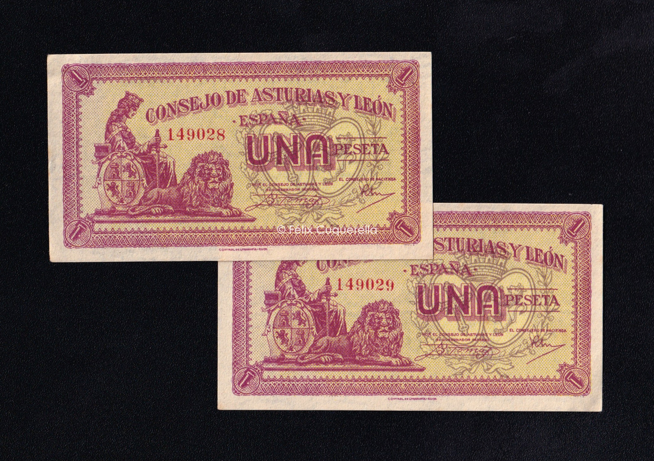 Asturias y León, pareja correlativa 1 peseta, S/C- Asturias y León, pareja correlativa 1 peseta, S/C-