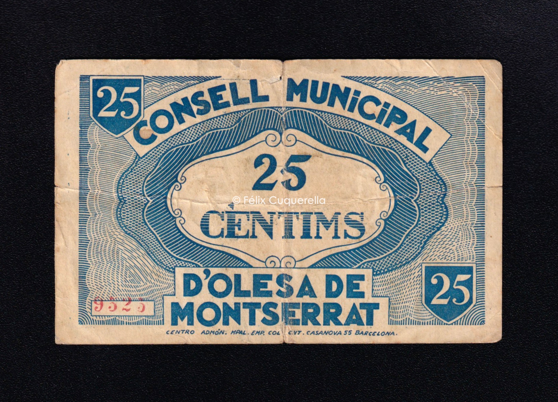 Olesa de Monserrat (Barcelona), 25 céntimos 1937, MBC- Olesa de Monserrat (Barcelona), 25 céntimos 1937, MBC-