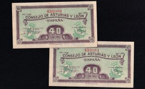 Asturias y León, Pareja correlativa 40 céntimos 1936, S/C