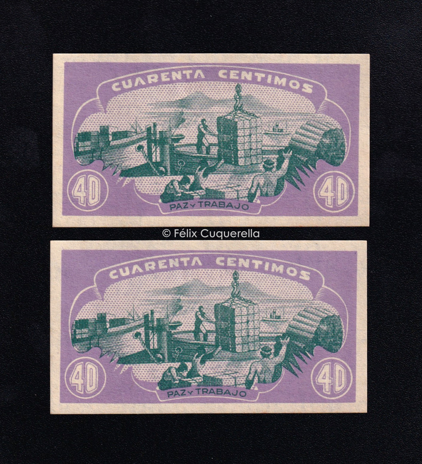 Asturias y León, Pareja correlativa 40 céntimos 1936, S/C Asturias y León, Pareja correlativa 40 céntimos 1936, S/C