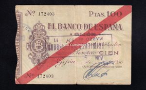 Banco de Gijón 1936, 100 pesetas, EBC-