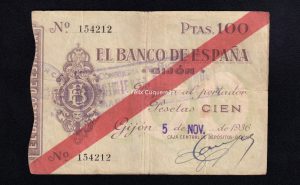 Banco de Gijón 1936, 100 pesetas, MBC-