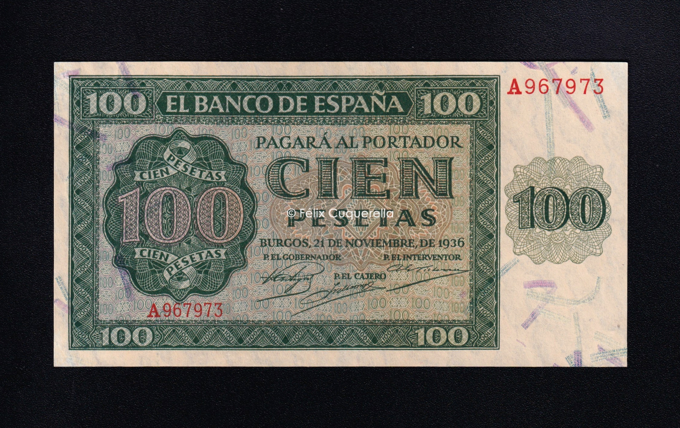 100 Pesetas 1936, serie A, S/C- 100 Pesetas 1936, serie A, S/C-