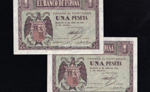 Pareja correlativa 1 Peseta Abril 1938, serie D, S/C-