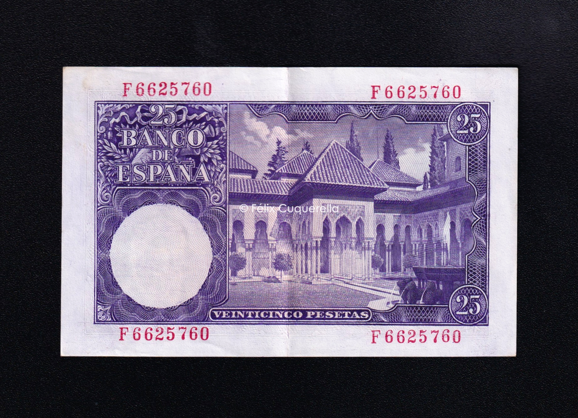 25 pesetas 1954, serie F, EBC- 25 pesetas 1954, serie F, EBC-