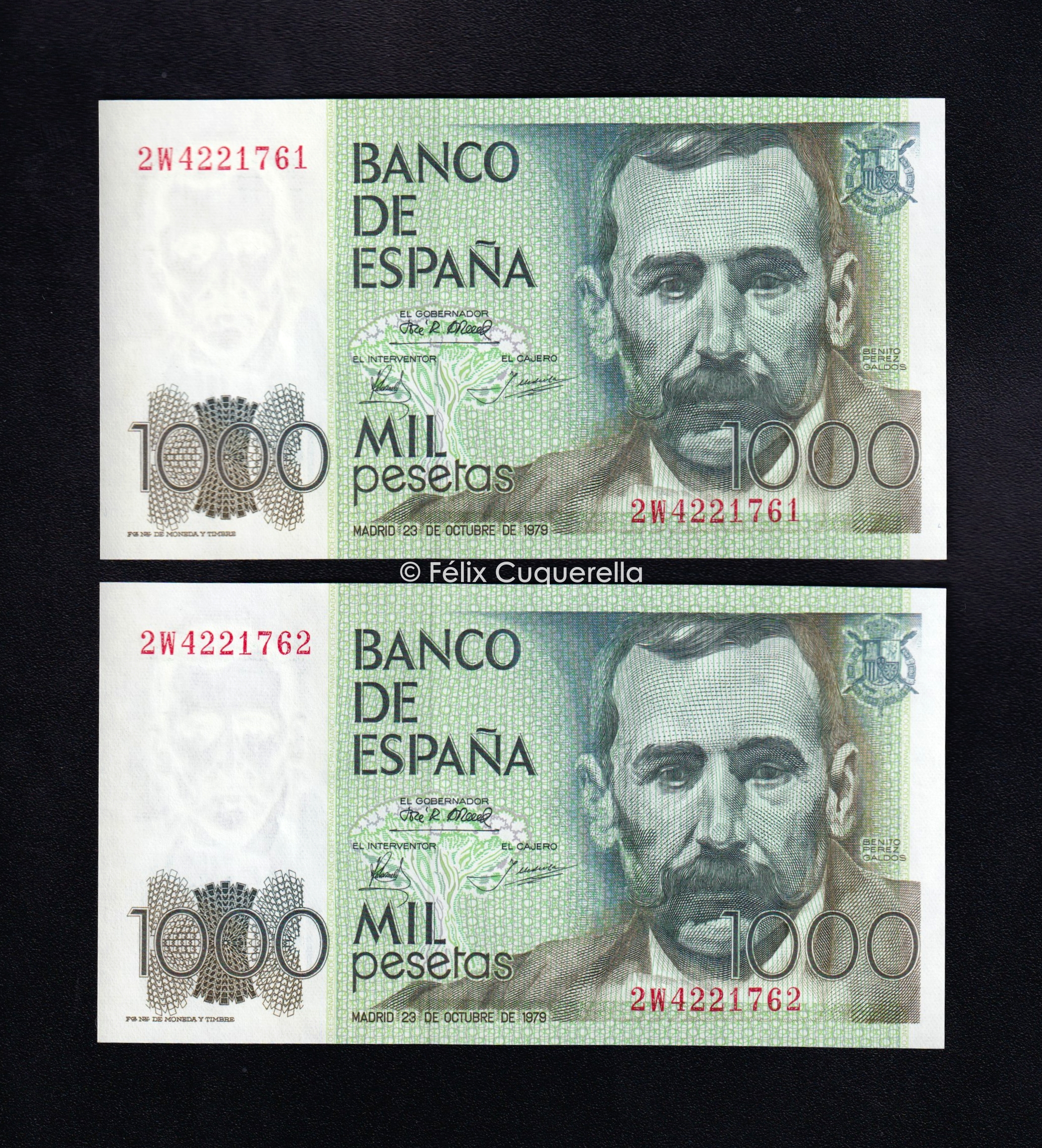 Pareja correlativa 1000 pesetas 1979, serie 2W, S/C- Pareja correlativa 1000 pesetas 1979, serie 2W, S/C-