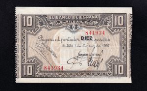 Banco de Bilbao 1937, 10 pesetas, S/C-, Banco Central