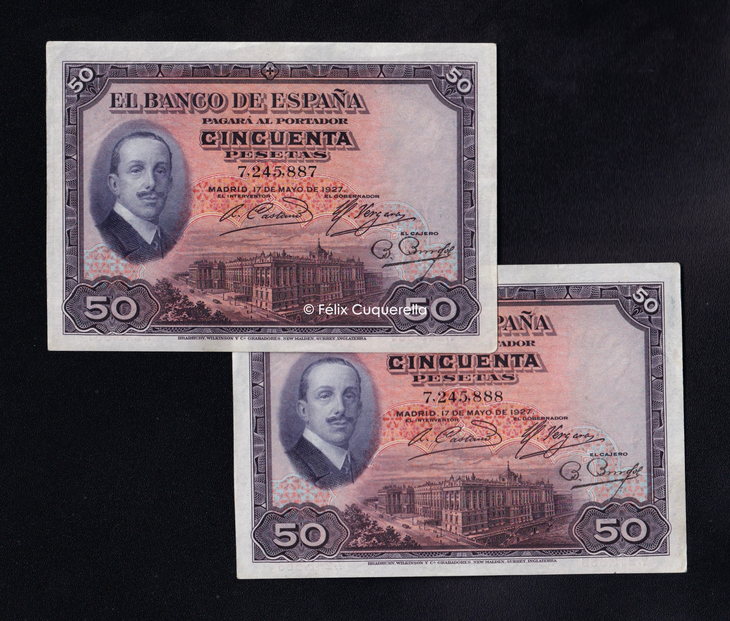 Pareja correlativa 50 Pesetas 1927, EBC Pareja correlativa 50 Pesetas 1927, EBC