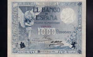 1000 Pesetas Mayo 1907, MBC+, sello en seco de república