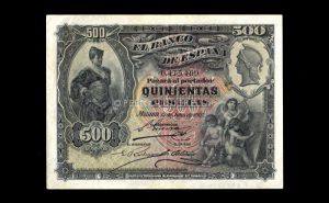 500 Pesetas Julio 1907, Resello de Burgos, MBC+ anverso