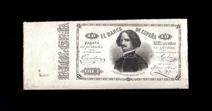 10 Pesetas 1873, prueba calcográfica, S/C-, agujero tapado anverso 10 Pesetas 1873, prueba calcográfica, S/C-, agujero tapado anverso