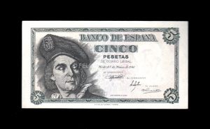 5 pesetas 1948, serie K, EBC+ anverso