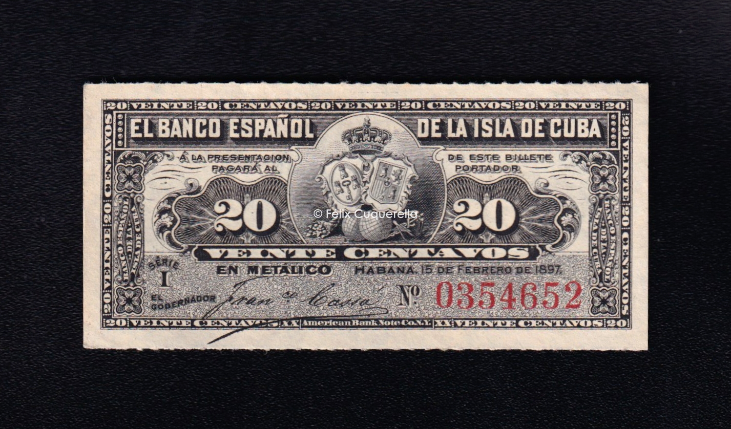 20 Centavos 1897, S/C-, P.53a 20 Centavos 1897, S/C-, P.53a