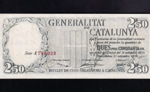 Generalidad, 2,50 pesetas, serie A, EBC-, números rojos