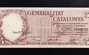 Generalidad, 5 pesetas, serie B, EBC