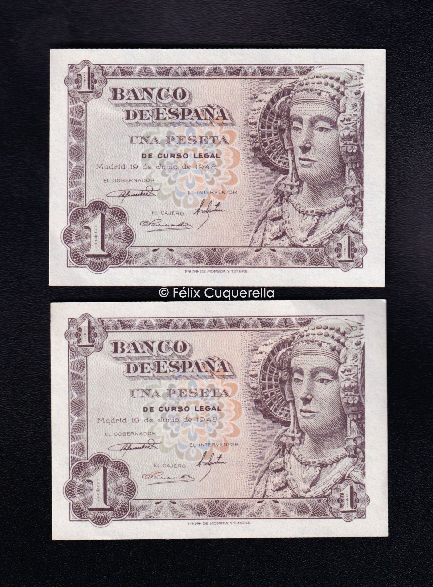Pareja correlativa 1 peseta 1948, sin serie, S/C- Pareja correlativa 1 peseta 1948, sin serie, S/C-