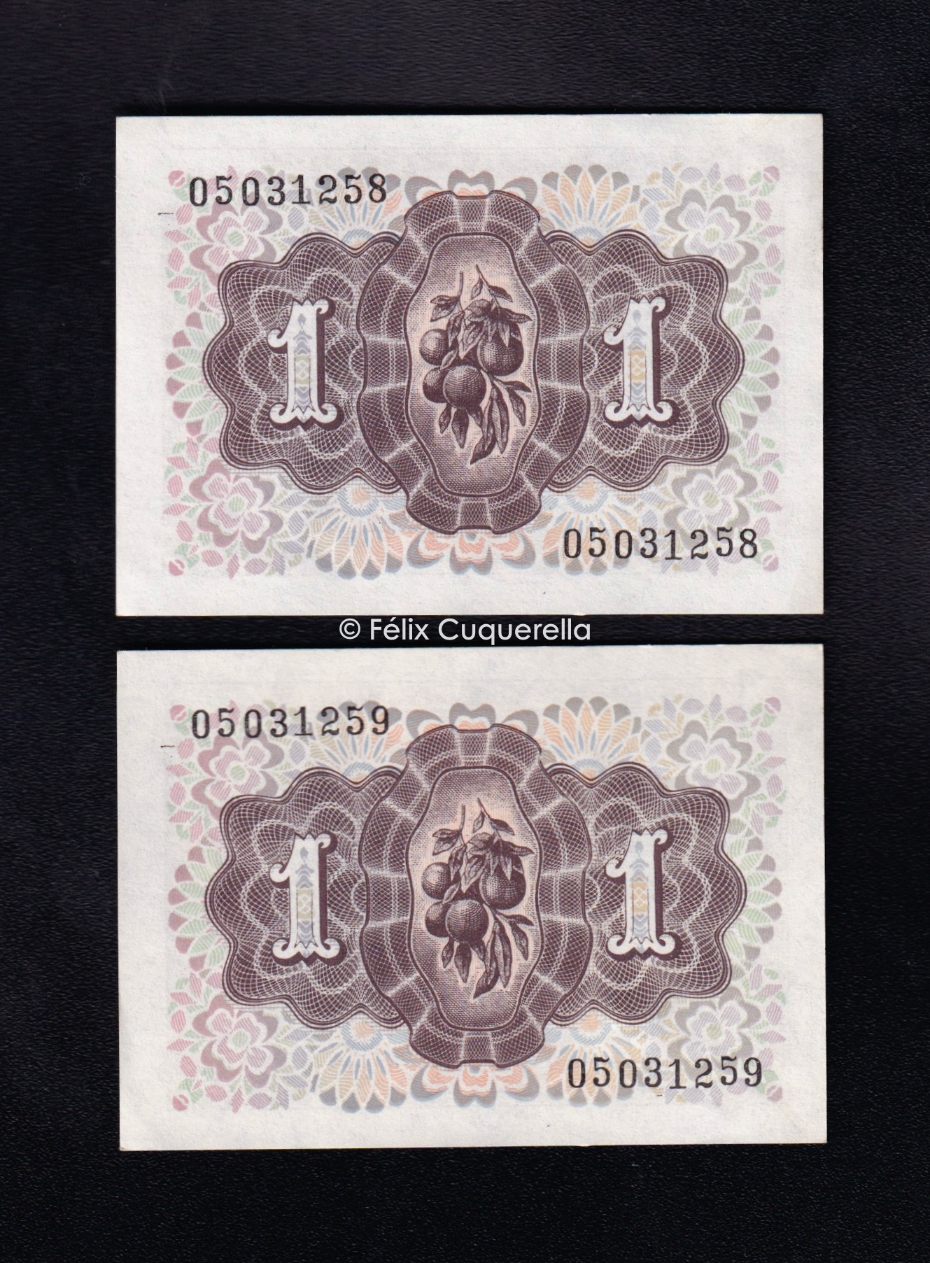 Escanear 50643 Pareja correlativa 1 peseta 1948, sin serie, S/C-