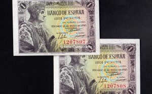 Pareja correlativa 1 Peseta 1943, sin serie, S/C