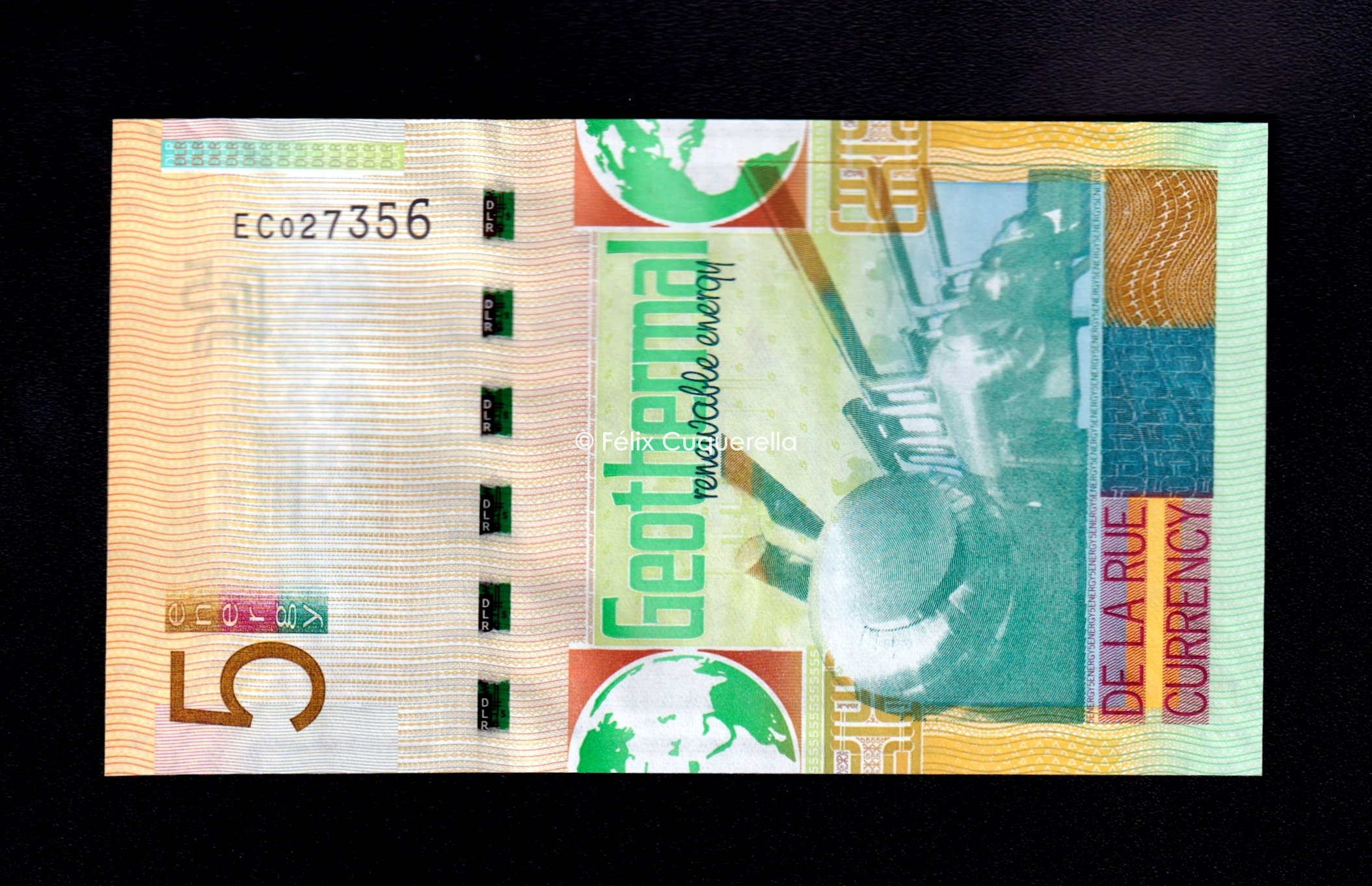 Thomas De La Rue - Geothermal Renewable Energy - 5 Units UK Test Note 2008 , S/C Thomas De La Rue - Geothermal Renewable Energy - 5 Units UK Test Note 2008 , S/C