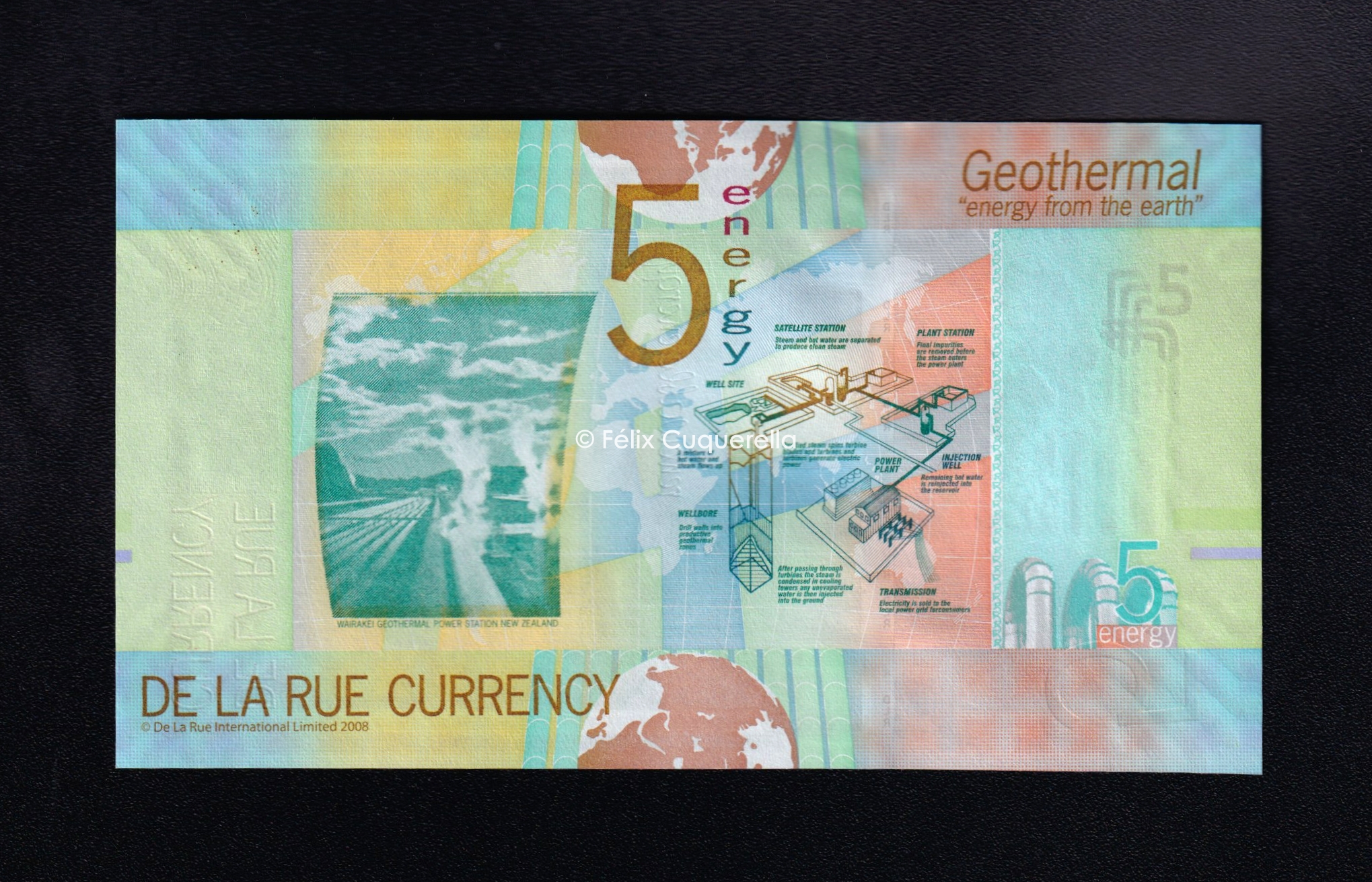 Thomas De La Rue - Geothermal Renewable Energy - 5 Units UK Test Note 2008 , S/C Thomas De La Rue - Geothermal Renewable Energy - 5 Units UK Test Note 2008 , S/C