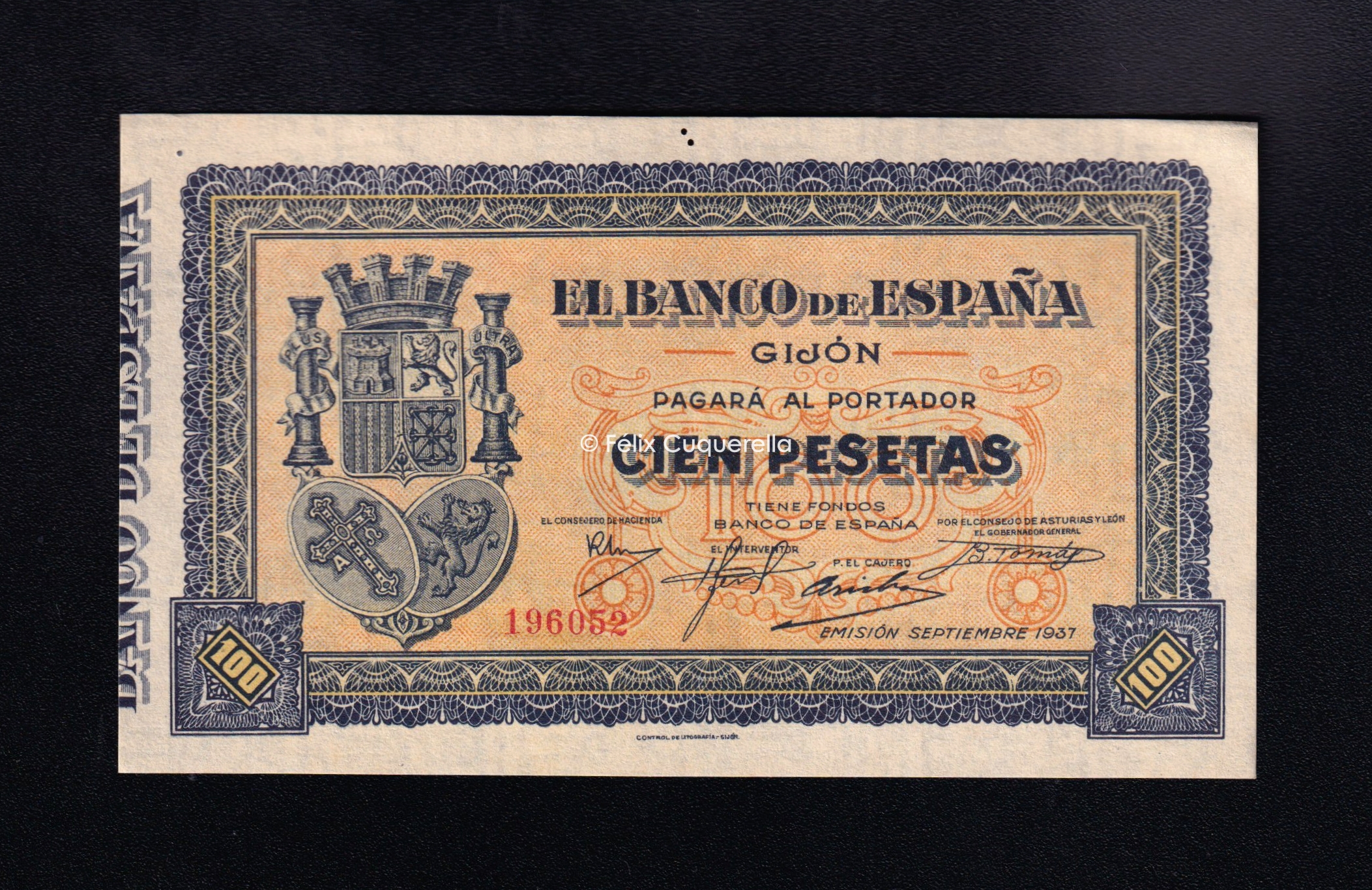 Banco de Gijón 1937, 100 pesetas, S/C- Banco de Gijón 1937, 100 pesetas, S/C-