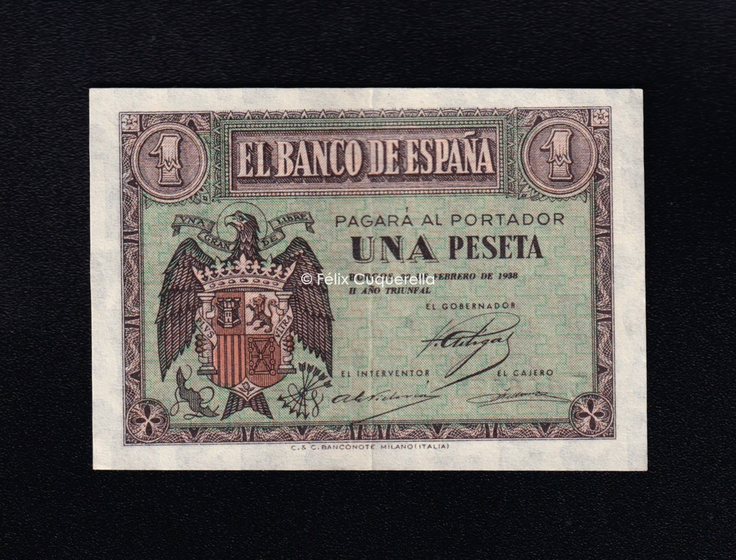 1 Peseta Febrero 1938, serie E, EBC- 1 Peseta Febrero 1938, serie E, EBC-