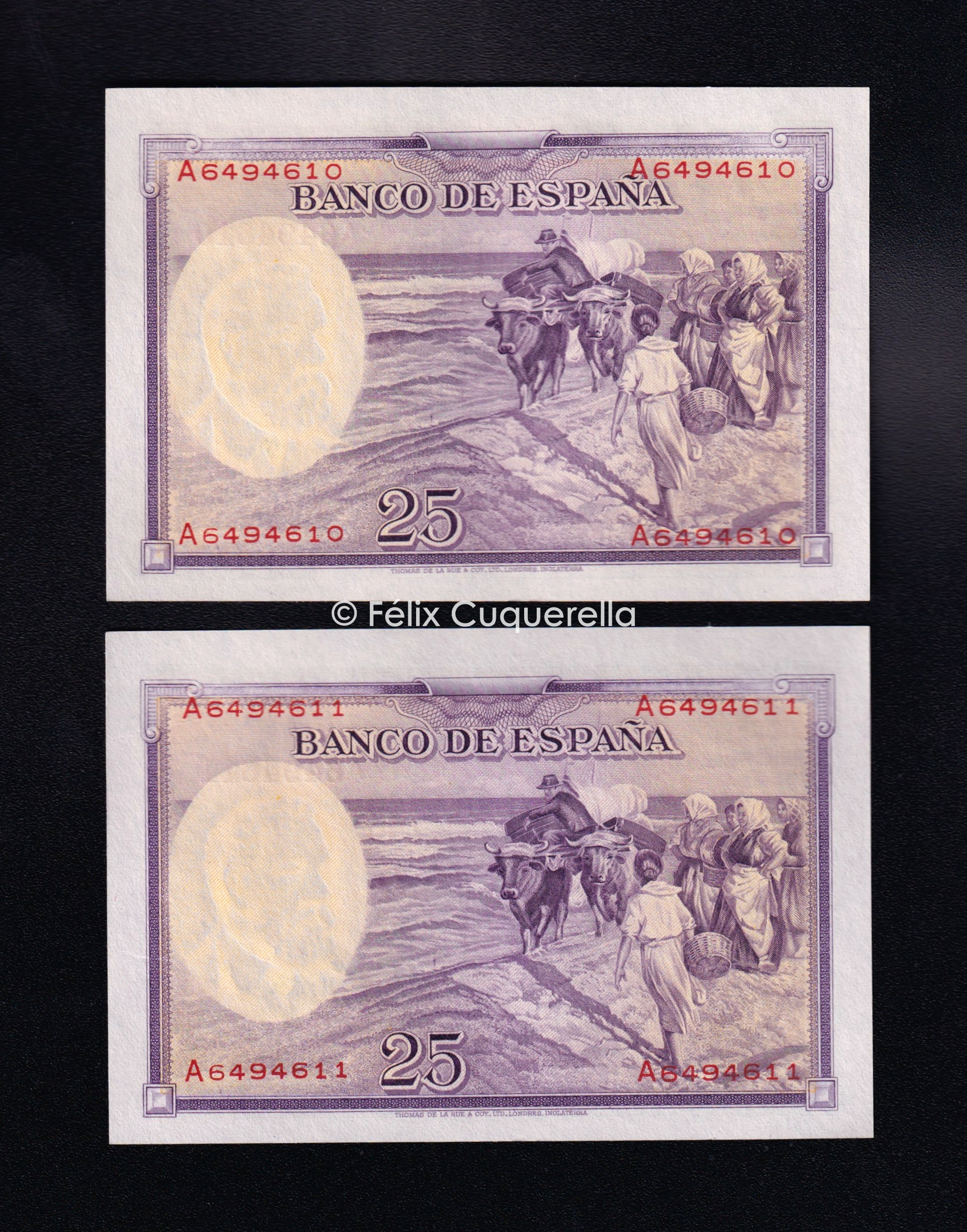 Pareja correlativa 25 pesetas Agosto 1936, serie A, S/C Pareja correlativa 25 pesetas Agosto 1936, serie A, S/C