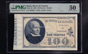 100 Pesetas 1898, EBC. Encapsulado PMG 50