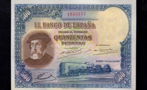 500 Pesetas 1935, sin serie, S/C-, con todo su apresto, sin doblar pero con ondulaciones ANVERSO