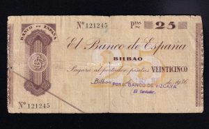 Banco de Bilbao 1936, 25 pesetas, MBC-, banco de Vizcaya