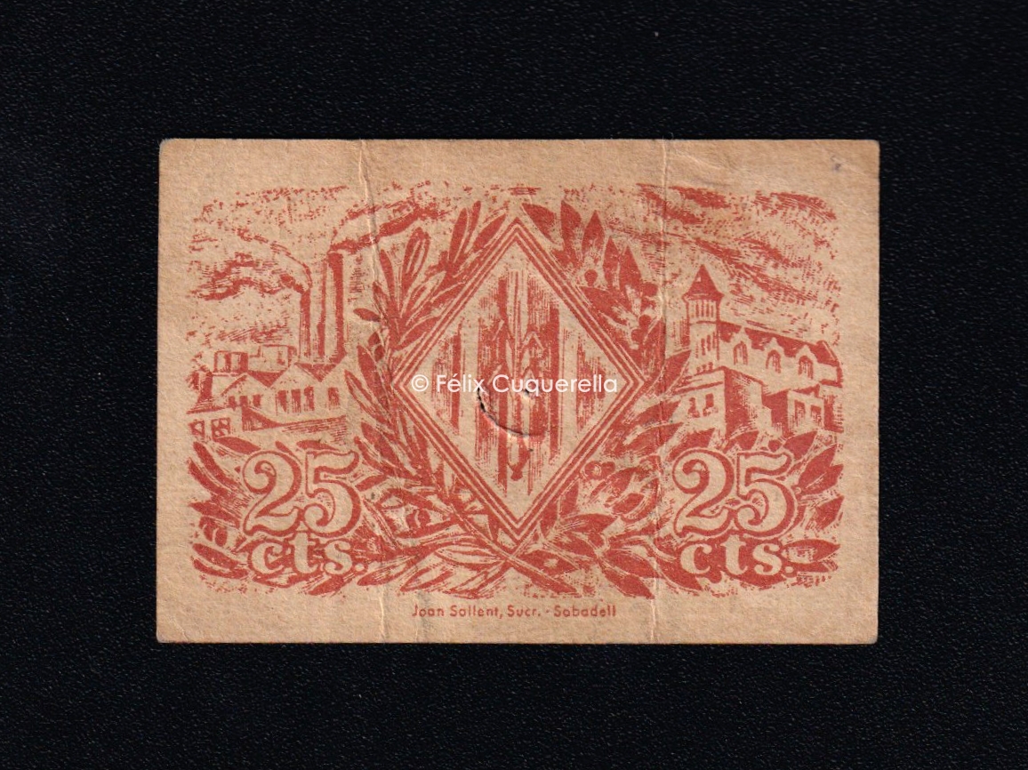 Sabadell (Barcelona), 25 céntimos 1937, EBC- Sabadell (Barcelona), 25 céntimos 1937, EBC-