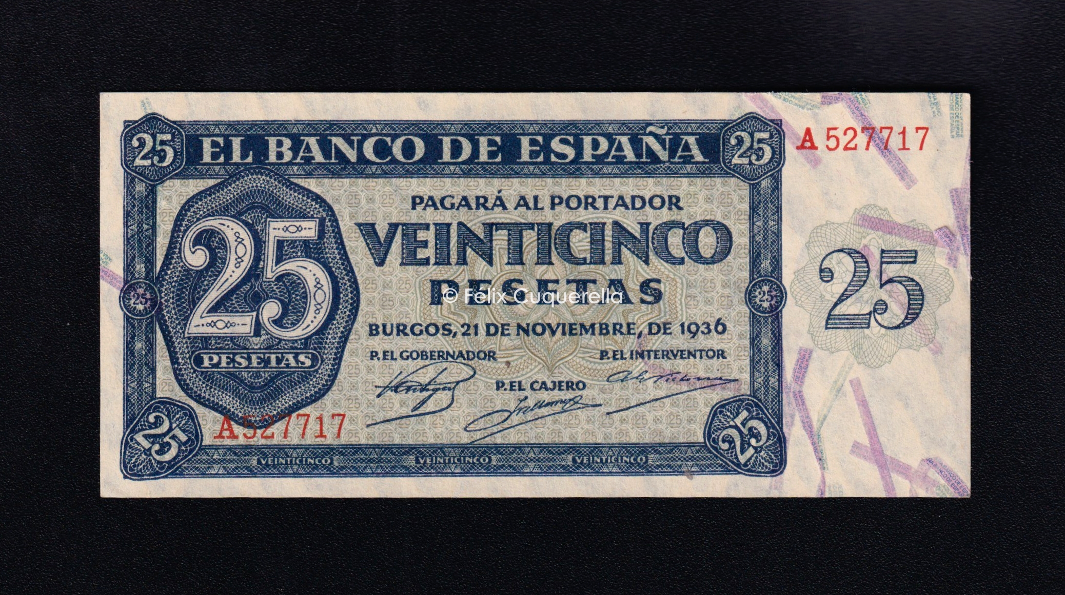 25 pesetas 1936, serie A, S/C- 25 pesetas 1936, serie A, S/C-