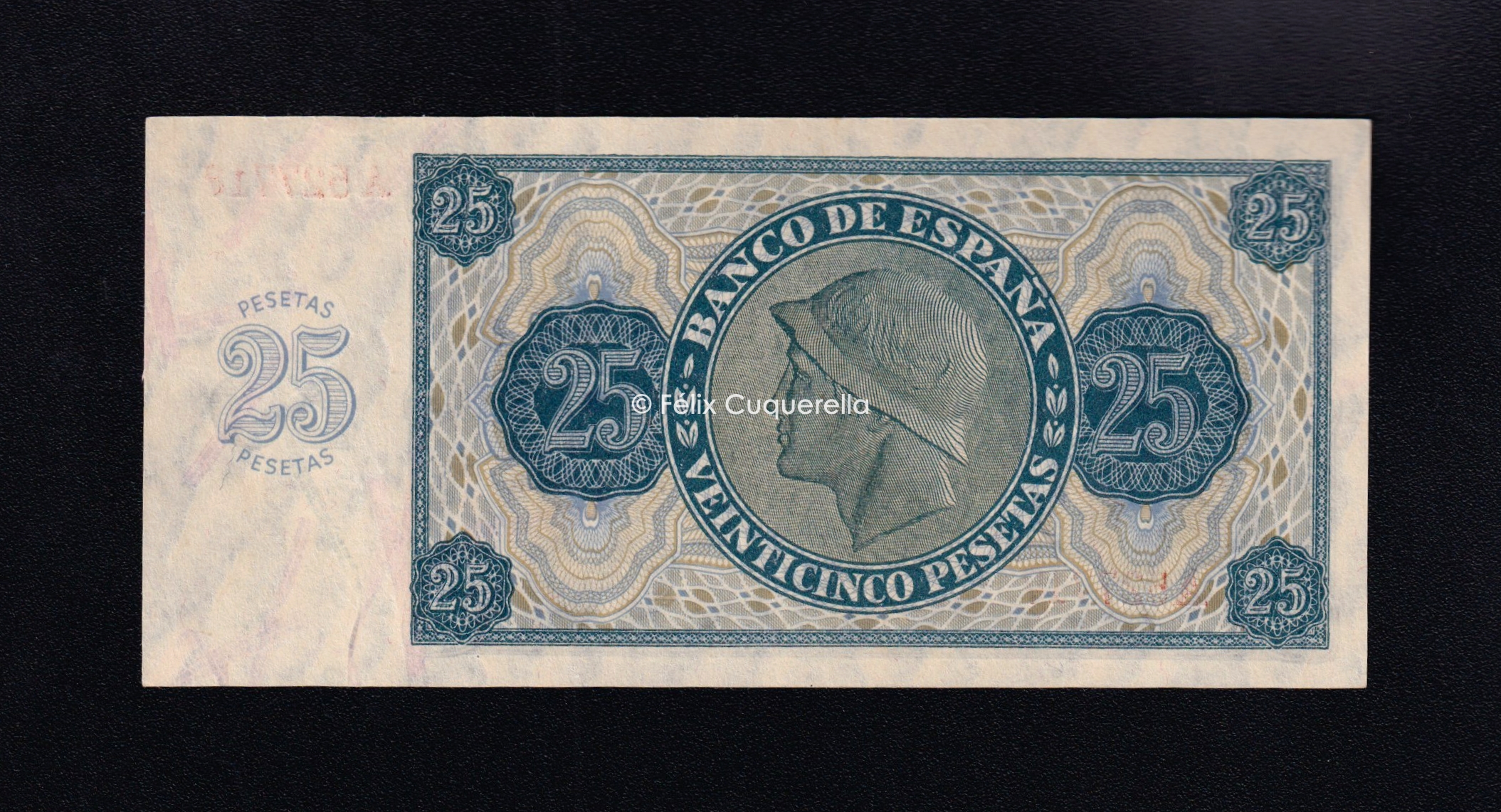 25 pesetas 1936, serie A, S/C- 25 pesetas 1936, serie A, S/C-