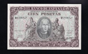 100 Pesetas 1940, serie H, S/C-, manchita en margen inferior