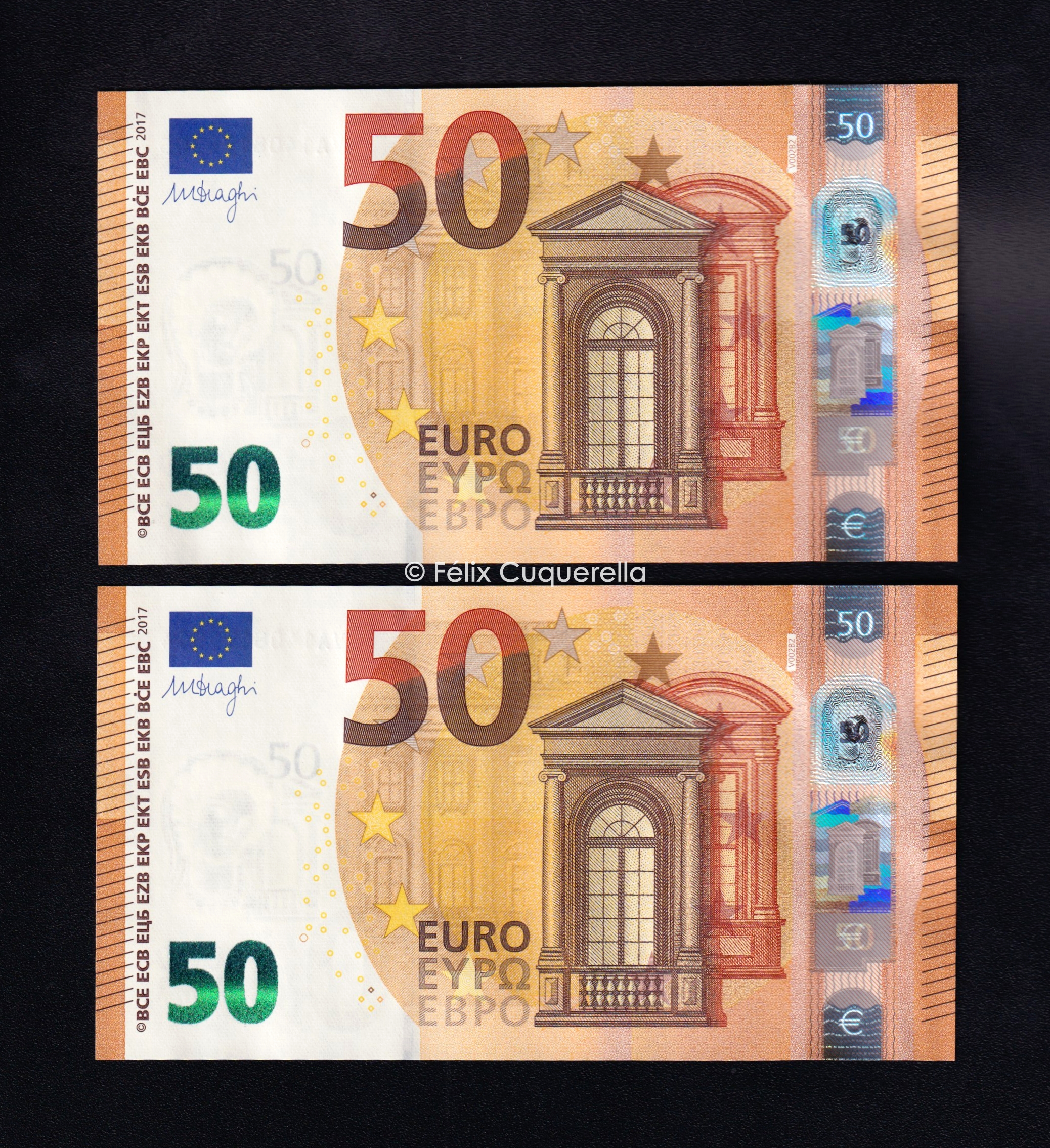 Pareja correlativa 50€ 2017, serie V, 3ª firma Draghi, S/C Pareja correlativa 50€ 2017, serie V, 3ª firma Draghi, S/C