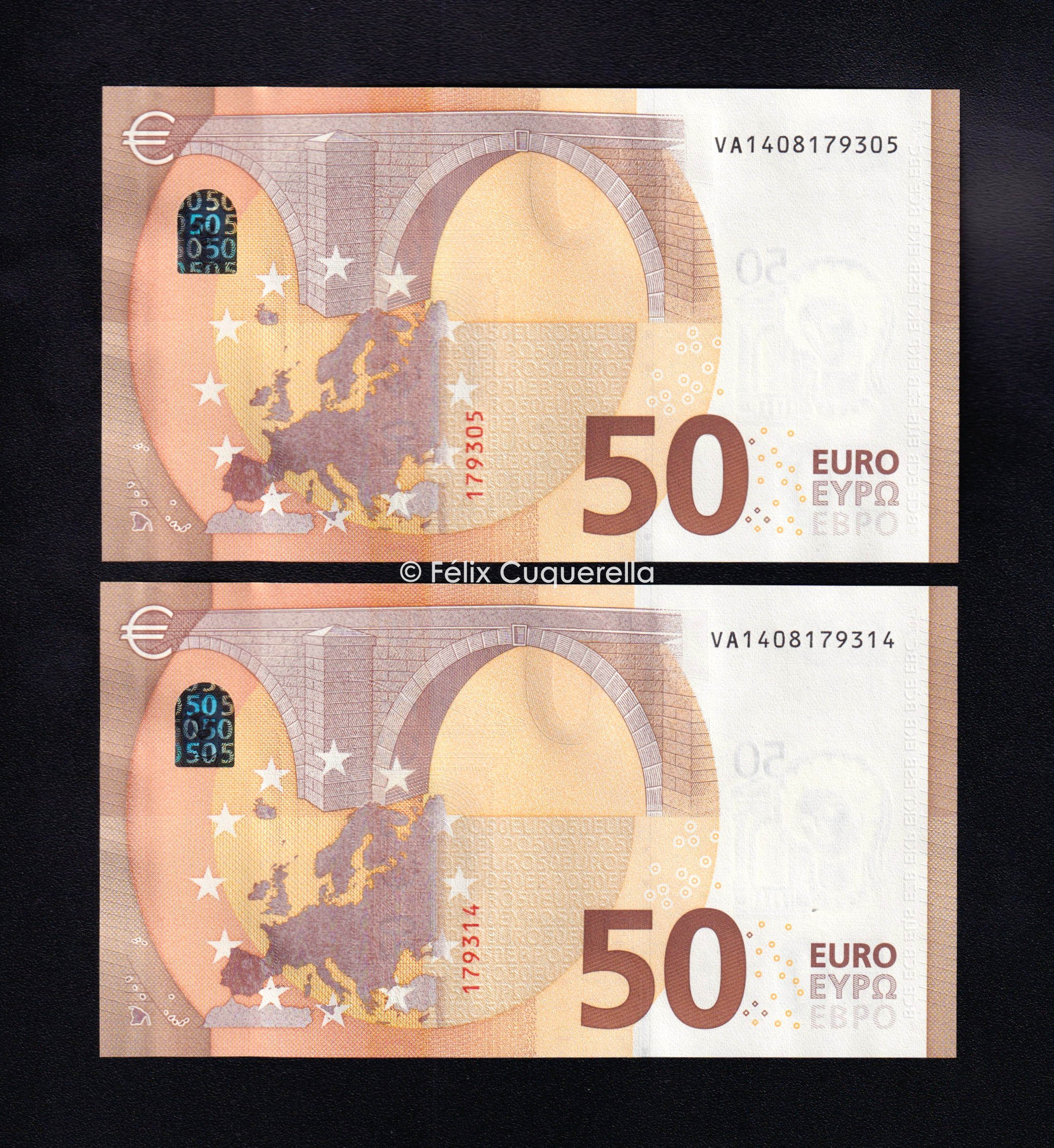 Pareja correlativa 50€ 2017, serie V, 3ª firma Draghi, S/C Pareja correlativa 50€ 2017, serie V, 3ª firma Draghi, S/C
