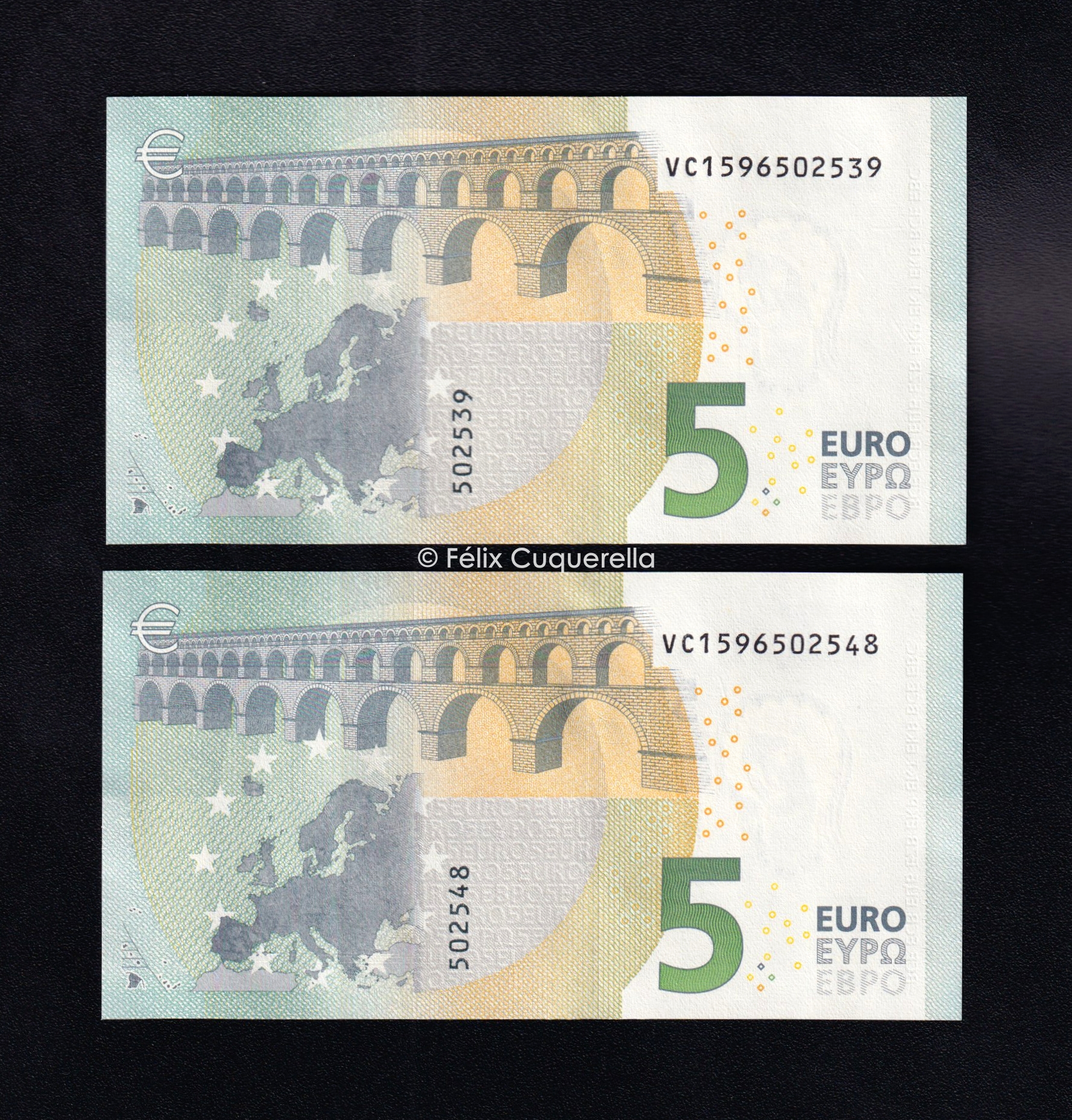 Pareja correlativa 5€ 2013, serie V, 4ª firma Lagarde, S/C Pareja correlativa 5€ 2013, serie V, 4ª firma Lagarde, S/C
