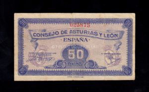 Asturias y León, 50 céntimos, MBC+ anverso