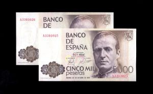 Pareja correlativa 5000 pesetas 1979, serie A, S/C