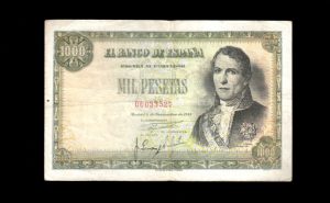 1000 pesetas 1949, sin serie, MBC-, sucio anverso