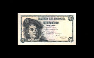 5 Pesetas 1948, sin serie, EBC anverso