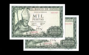 Pareja correlativa 1000 pesetas 1965, sin serie, EBC+