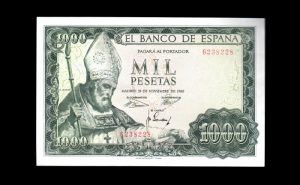 1000 pesetas 1965, sin serie, EBC anverso