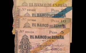 Banco de Gijón 1936, serie completa, B/C, con la misma firma