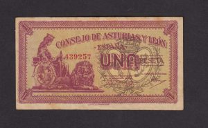 Asturias y León, 1 peseta, B/C+, manchado anverso